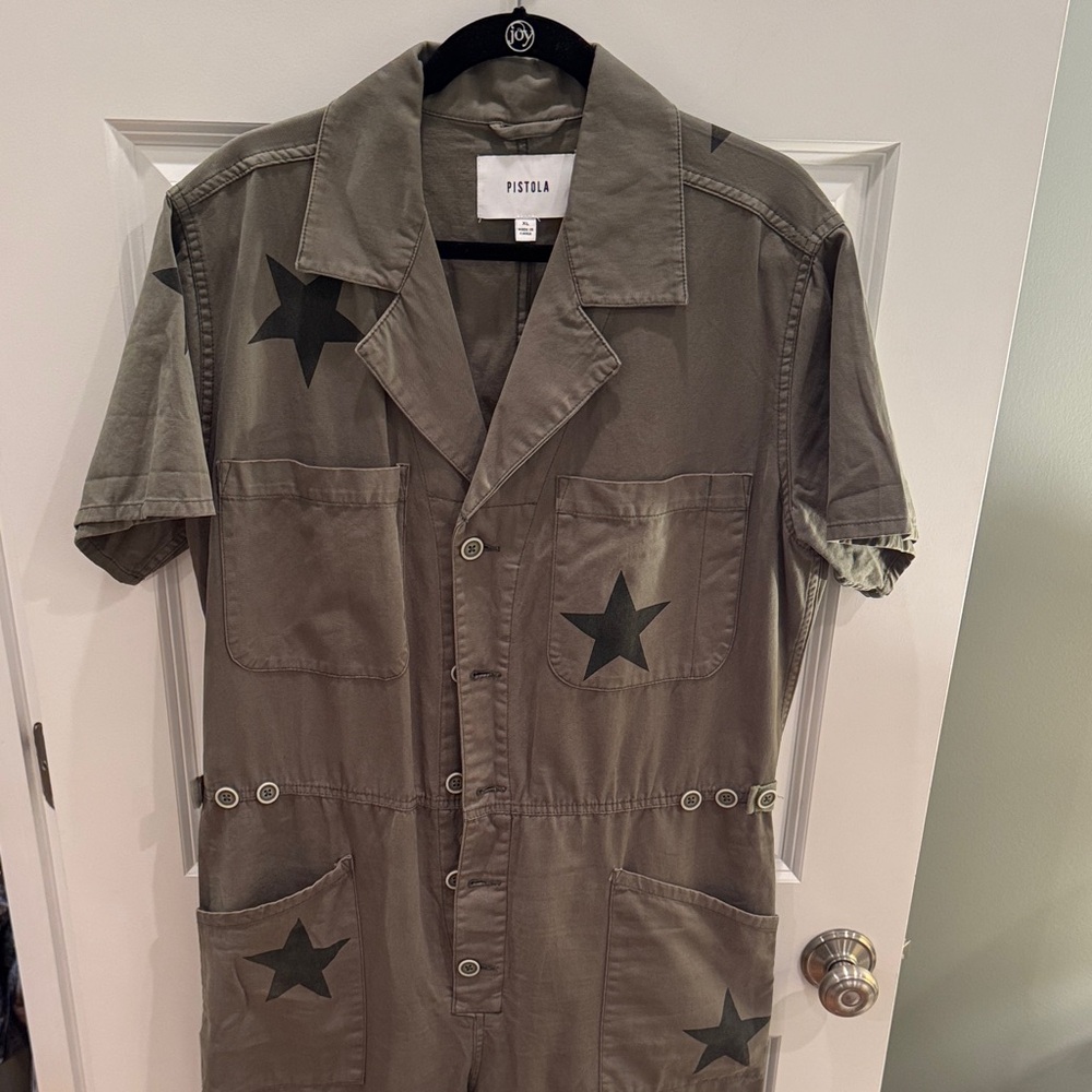 Pistola Olive Jumpsuit with Black Star Details